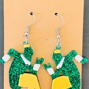 Glittery Elf green & yellow earrings